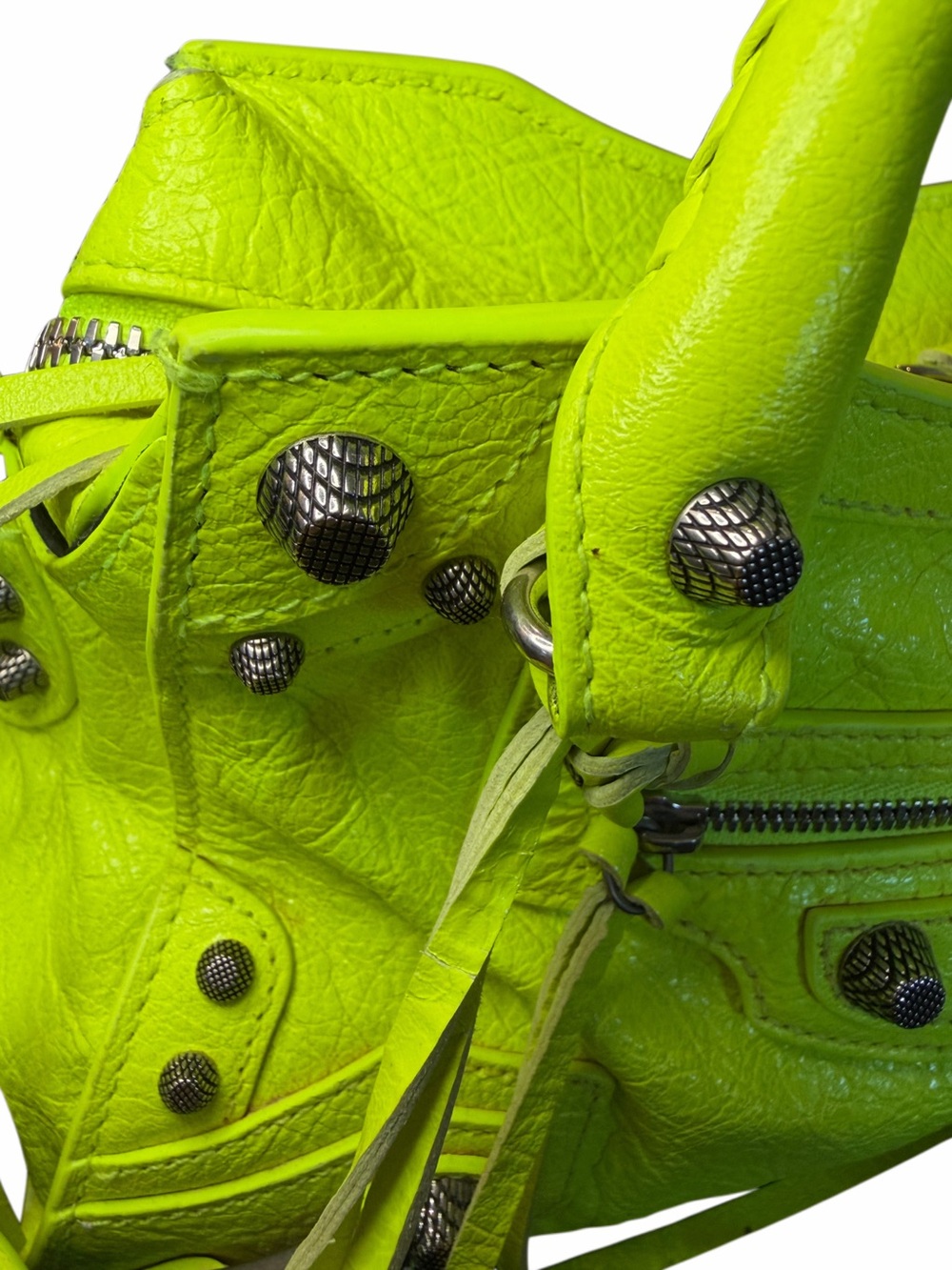 🎉 SOLD 🎉  BALENCIAGA Neo Cagole City XS – Fluo Neon Yellow Heart Rare - Picture 6 of 16